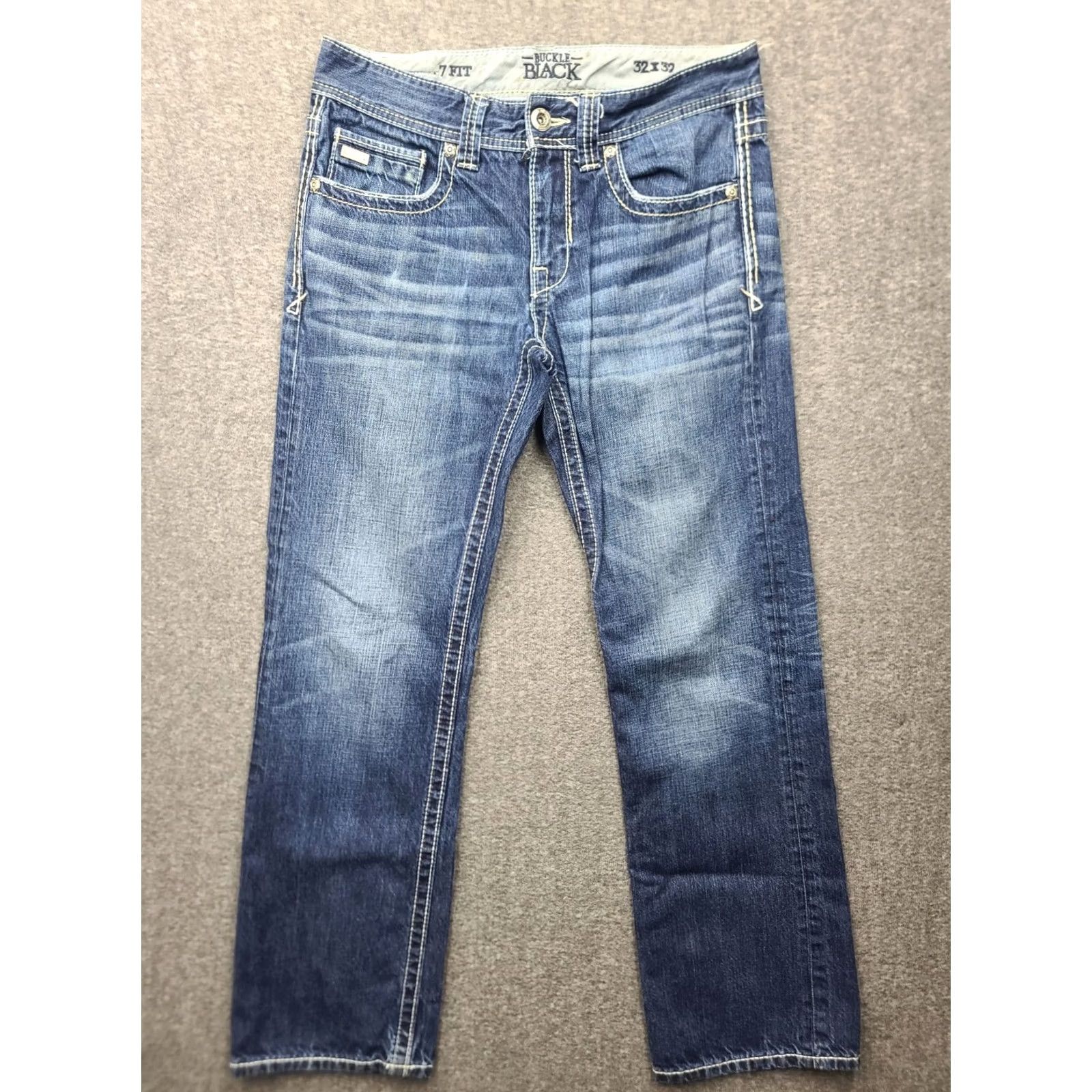 Buckle Black Buckle Black 7 Fit Mens Jeans 32x32 Medium Wash Straight Leg Heavy Thick Stitch Size US 32 / EU 48 - 2 Thumbnail