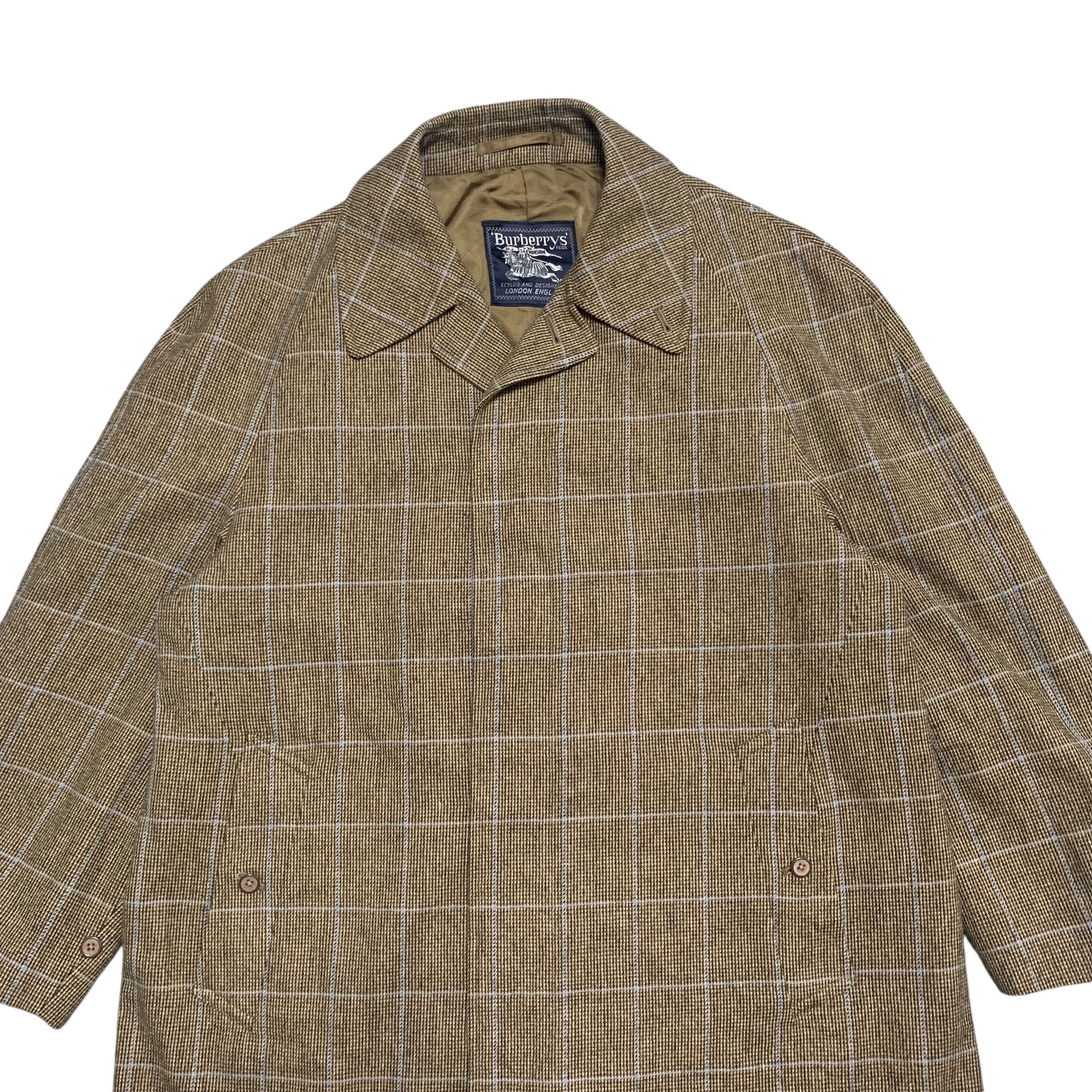 Burberry Vintage 80s Burberrys Checkered Wool Coat Size US L / EU 52-54 / 3 - 3 Thumbnail