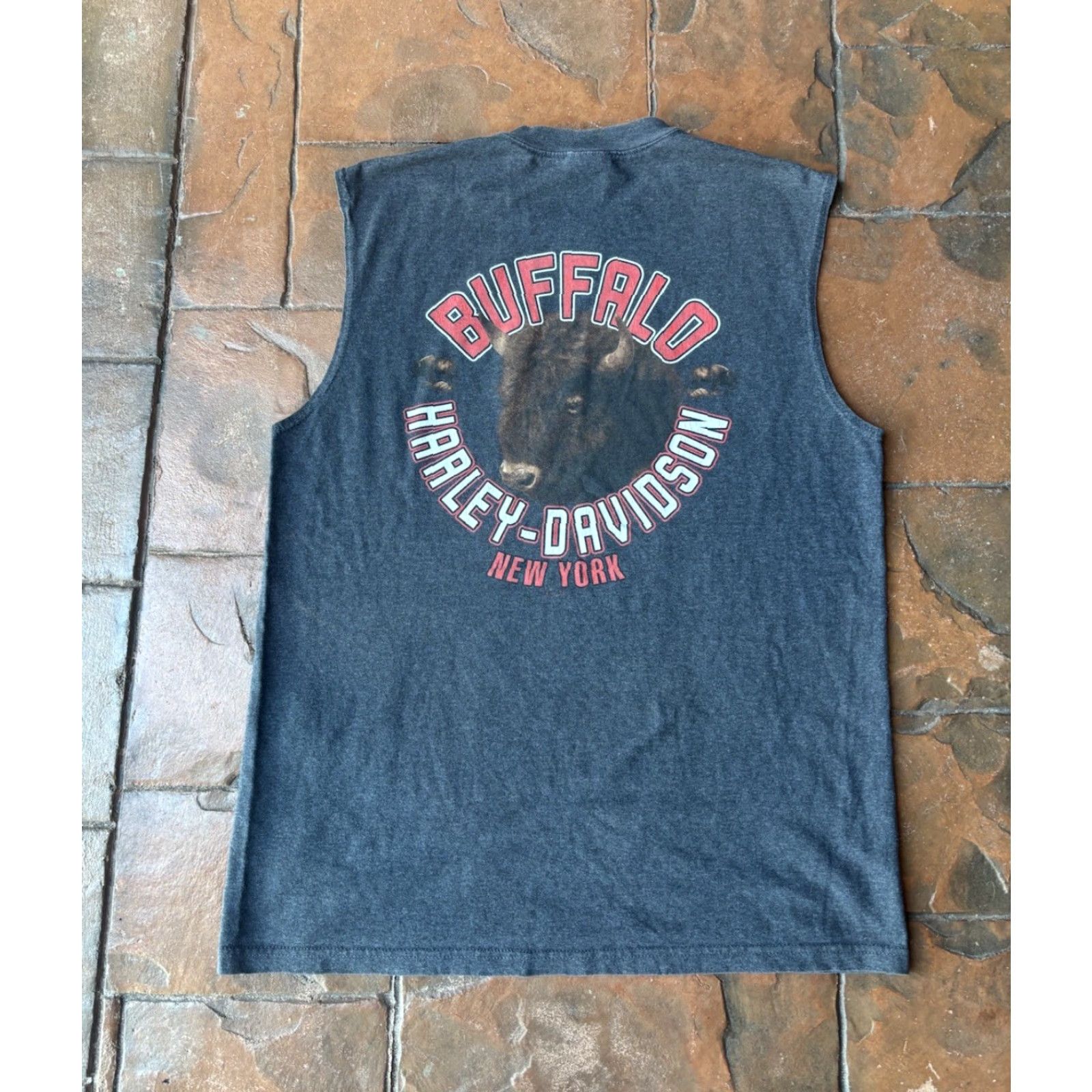 Harley Davidson VINTAGE Harley-Davidson Skull Tank Top Shirt XL Muscle Tee Men L Gray Cotton Buffalo New York Y2K Buffalo Skull Tank Top Shirt Harley-Davidson Size US L / EU 52-54 / 3 - 3 Thumbnail