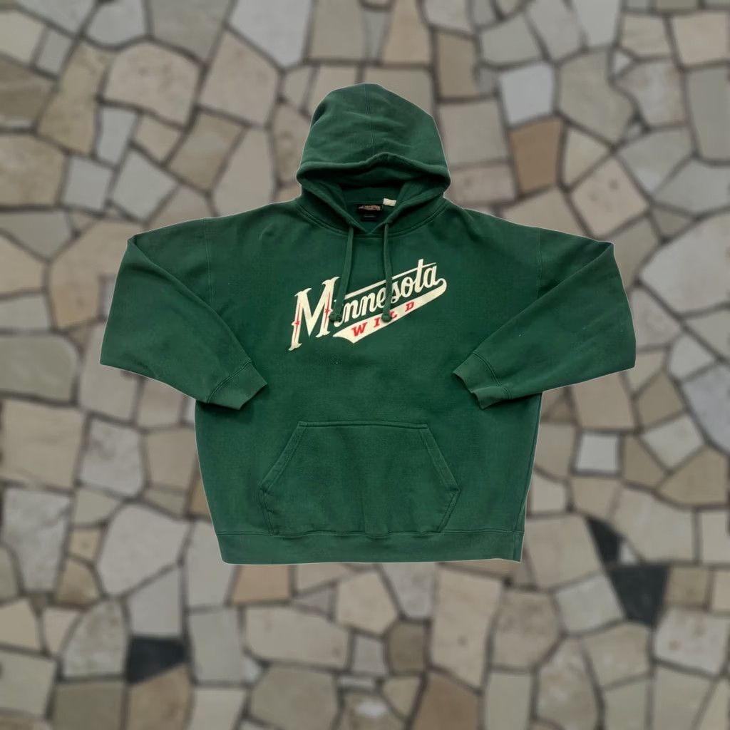 Vintage VINTAGE Minnesota Wilds Hoodie 90s NHL merch Stitched Front Back XL Men Green Pullover Old Time Hockey Mens Size US XL / EU 56 / 4 - 1 Thumbnail