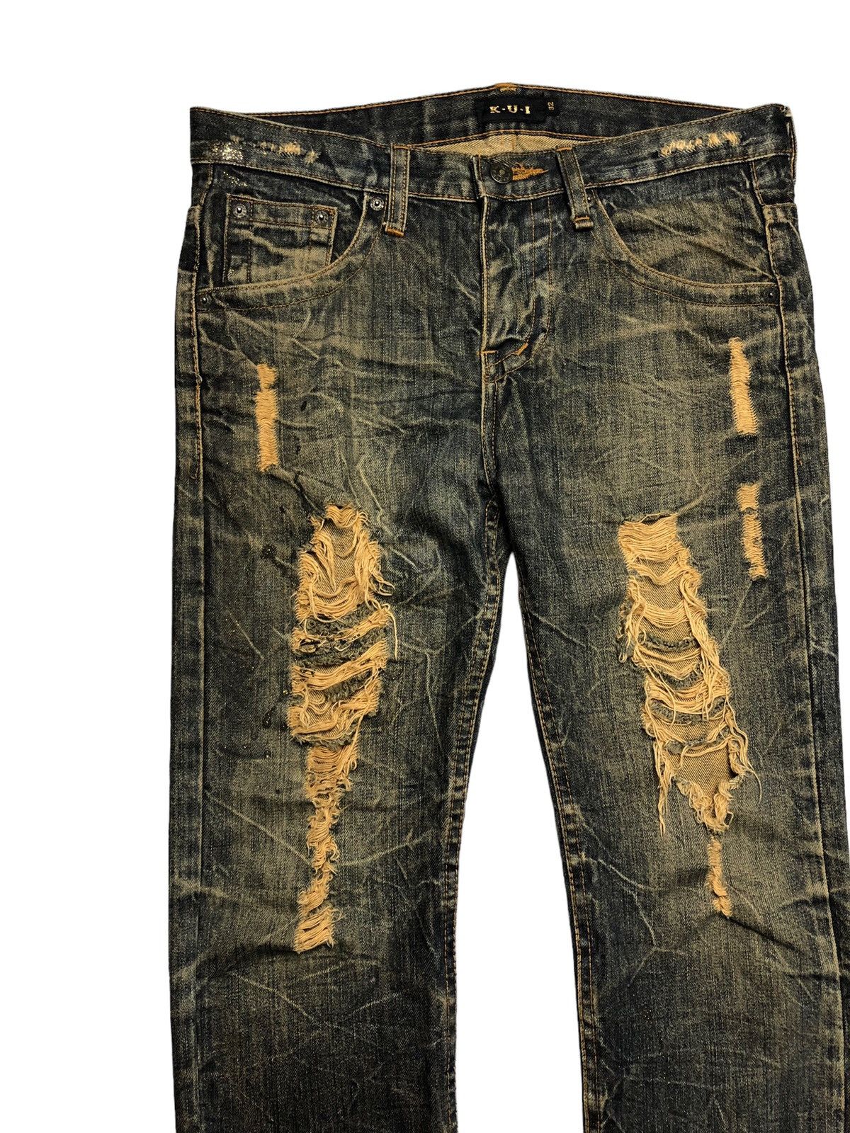 Japanese Brand Japanese Brand KUI distressed glitter rusty denim pants Size US 33 - 8 Thumbnail