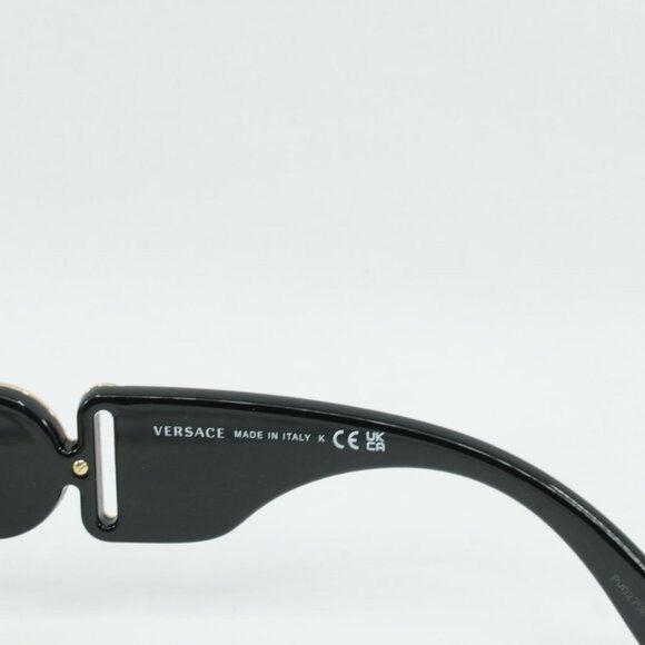 Versace Versace VE4361 GB1/85 Sunglasses Solid Black Oval Frame Size ONE SIZE - 8 Thumbnail