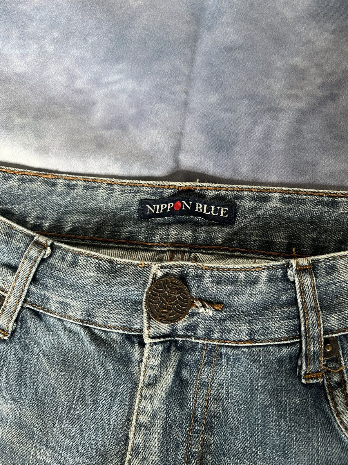 Japanese Brand Nippon Blue Y2K Embroidered Koi Fish Jeans Size US 36 / EU 52 - 7 Thumbnail
