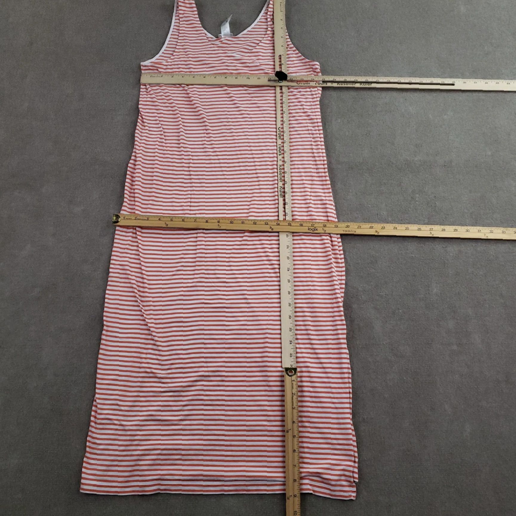 Hanro Hanro Dress Womens Small Orange White Striped Sleeveless Tank Midi Cotton Modal Jersey Scoop Neck Pullover Casual Travel Size S / US 4 / IT 40 - 2 Thumbnail