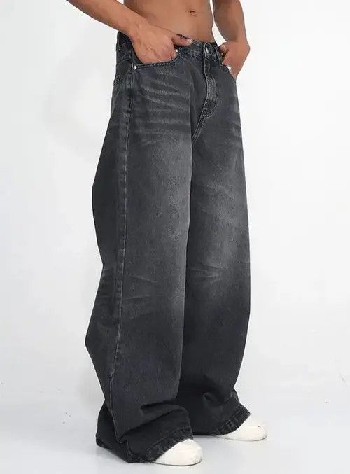 Designer custom distressed faded baggy flared pants Size US 34 / EU 50 - 4 Thumbnail