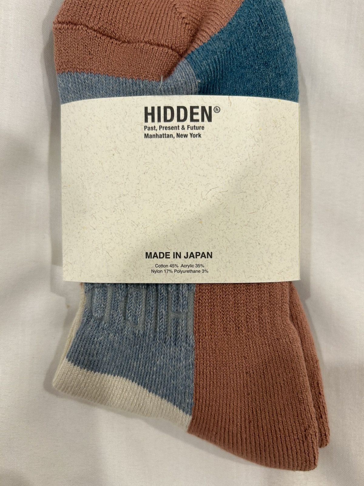 HIDDEN Hidden NY Socks Patchwork Made in Japan Auburn Ocean Natural Size ONE SIZE - 4 Thumbnail