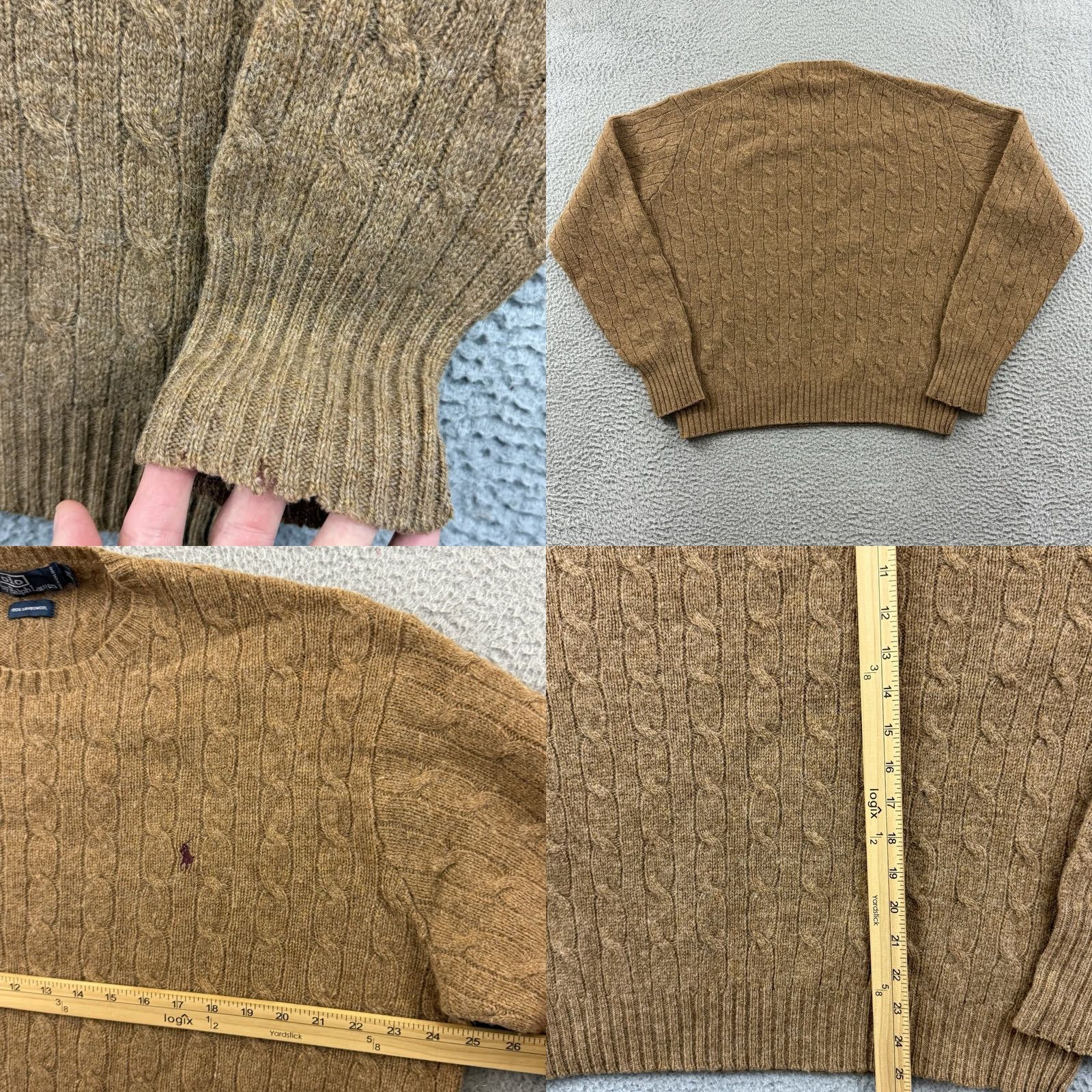 Polo Ralph Lauren Polo Ralph Lauren Sweater Mens XL Brown Cable Knit Wool Pullover Preppy Size US XL / EU 56 / 4 - 8 Thumbnail