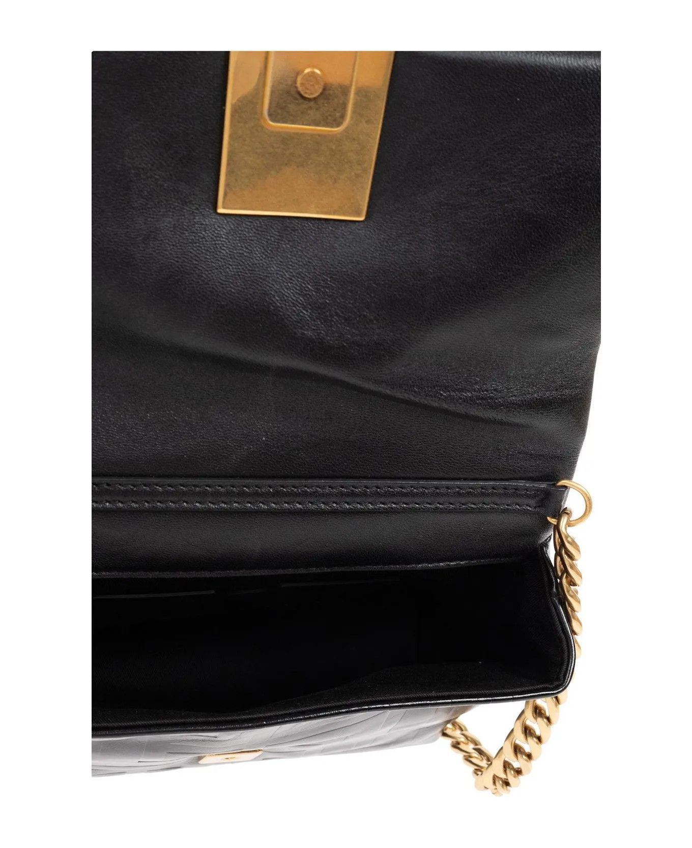 Balmain o1s1wg111225 Size:OS/Embossed Flap Shoulder Bag in Black Size ONE SIZE - 4 Thumbnail