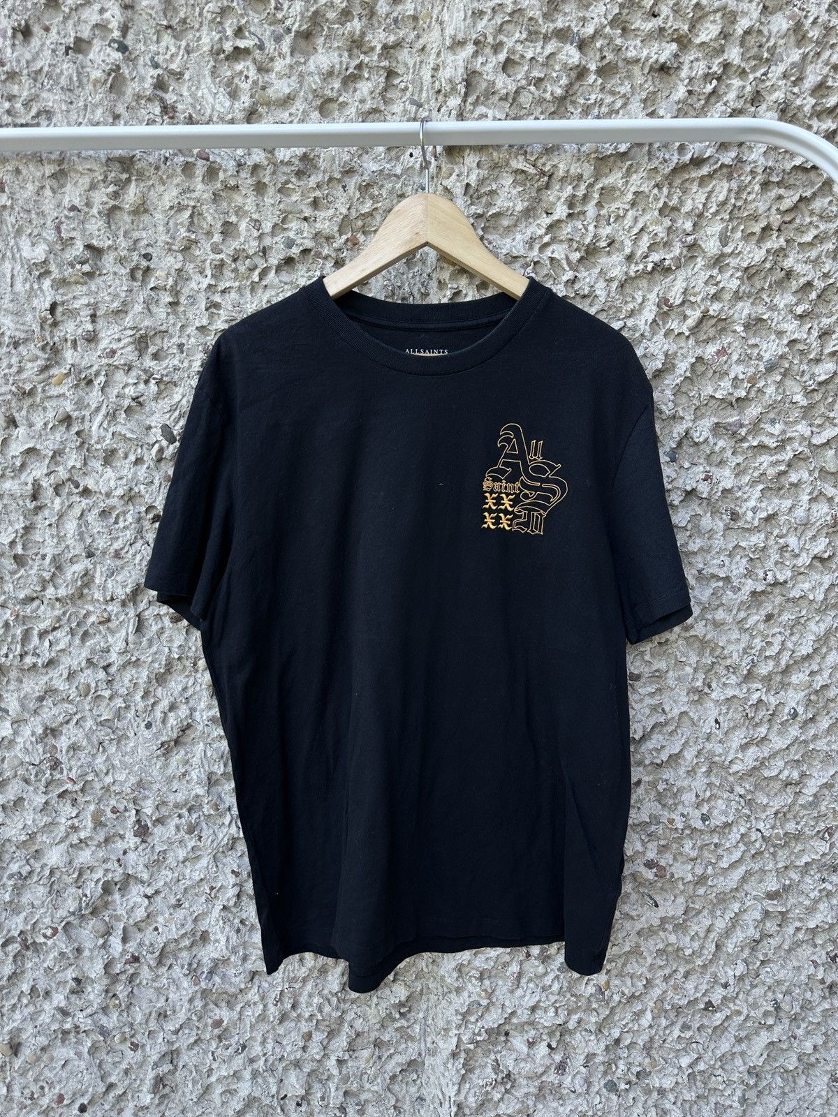 Allsaints All Saints golden embroided logo black tee t-shirt Size US L / EU 52-54 / 3 - 1 Thumbnail