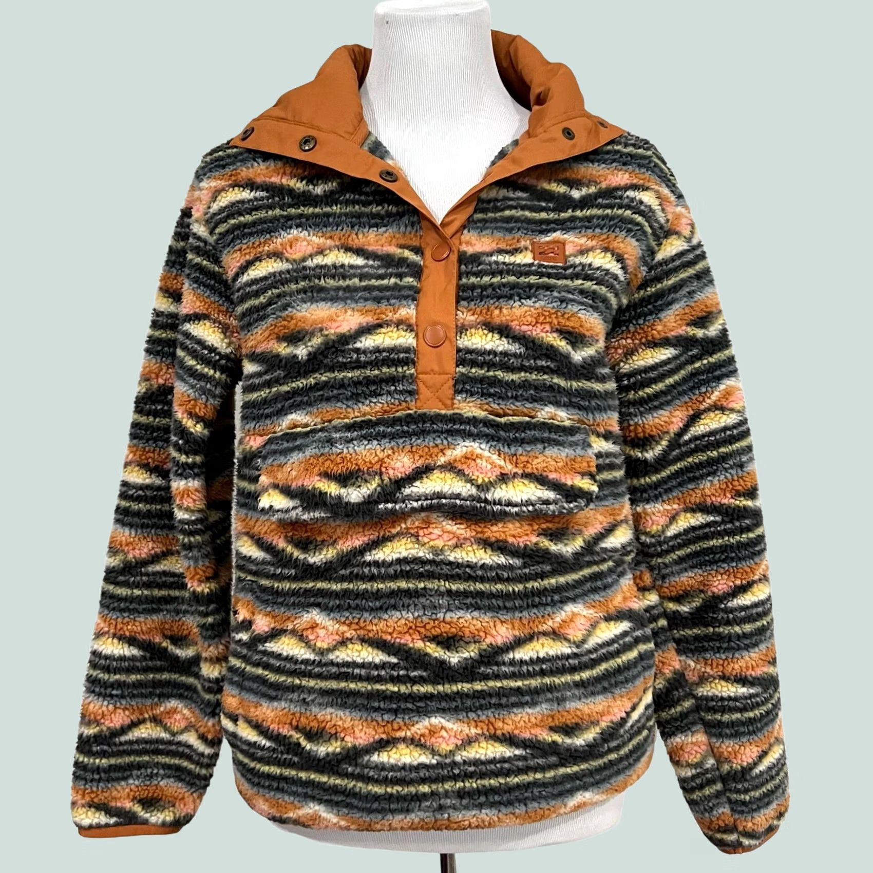 Billabong Billabong A/Div Switchback Sherpa Pullover Aztec 1/4 Snap Mock Neck Sz S Multicolor Fleece Sweatshirt Women Pullover Size S / US 4 / IT 40 - 1 Thumbnail