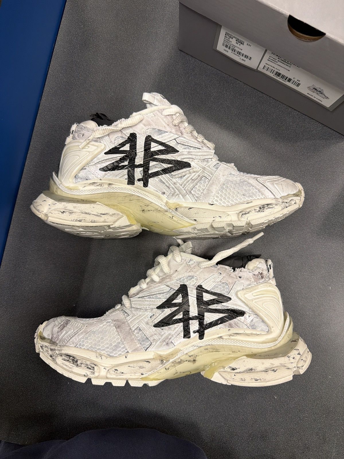 Balenciaga Balenciaga runner white black graffiti | Grailed