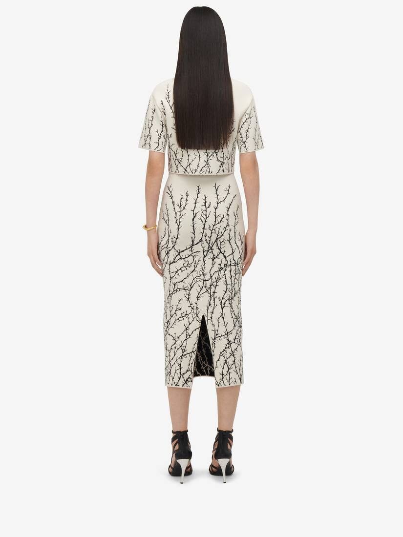 Alexander McQueen o1srvl11e0326 Thorn Branches Crop Top in Ivory/Black Size XL / US 12-14 / IT 48-50 - 5 Thumbnail