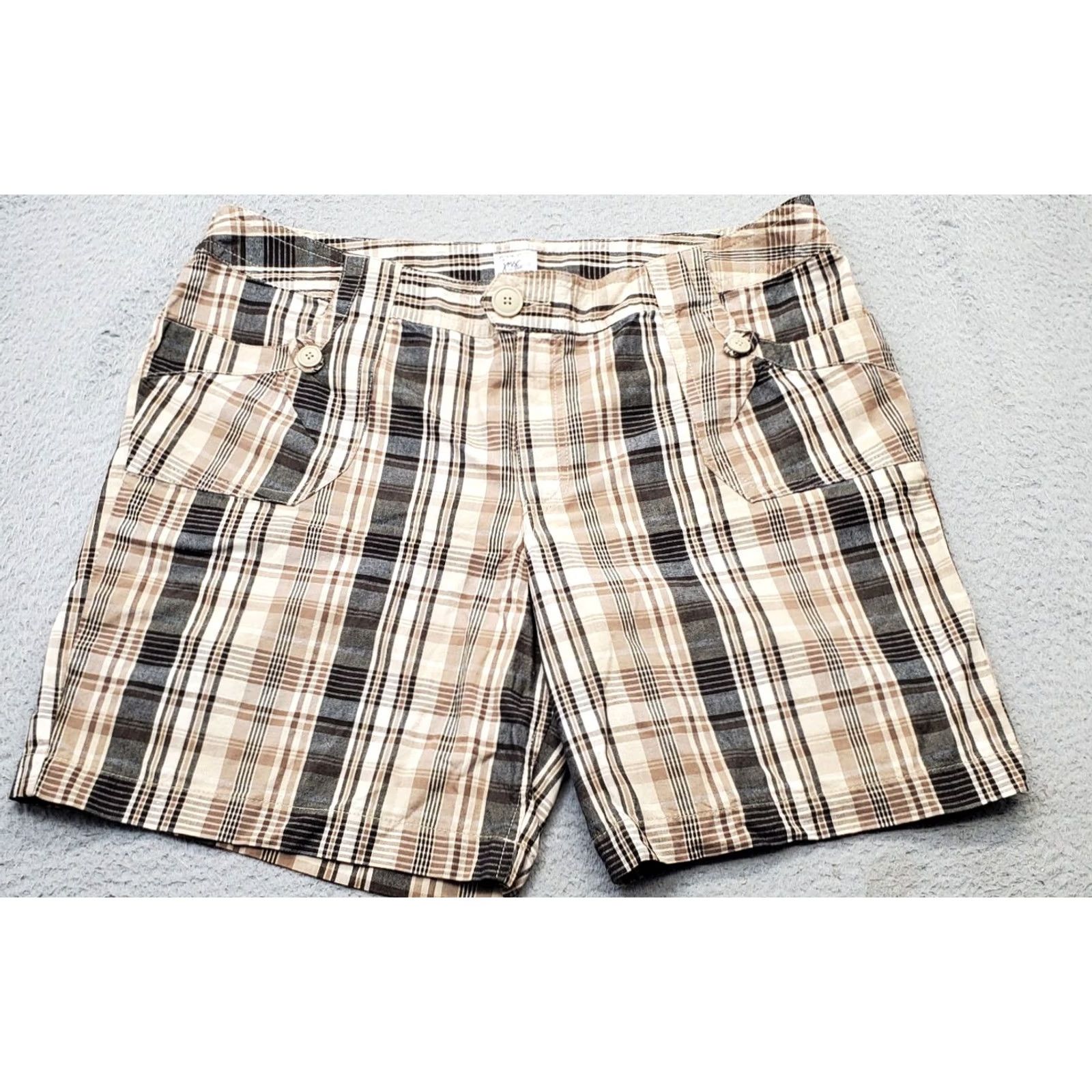Vintage Just My Size Chino Shorts Womens 20W Multi Plaid Casual Flat Front Pockets 52469 Size 42" / US 20 - 2 Thumbnail