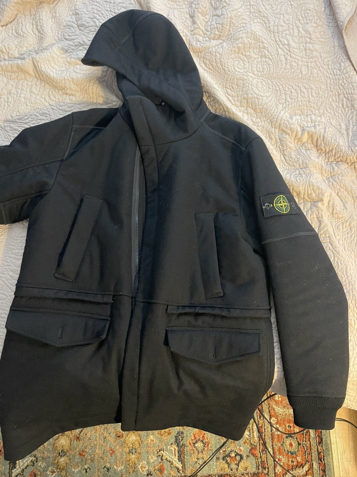 Stone island Panno R 4L stretch Mid Length Jacket with hood