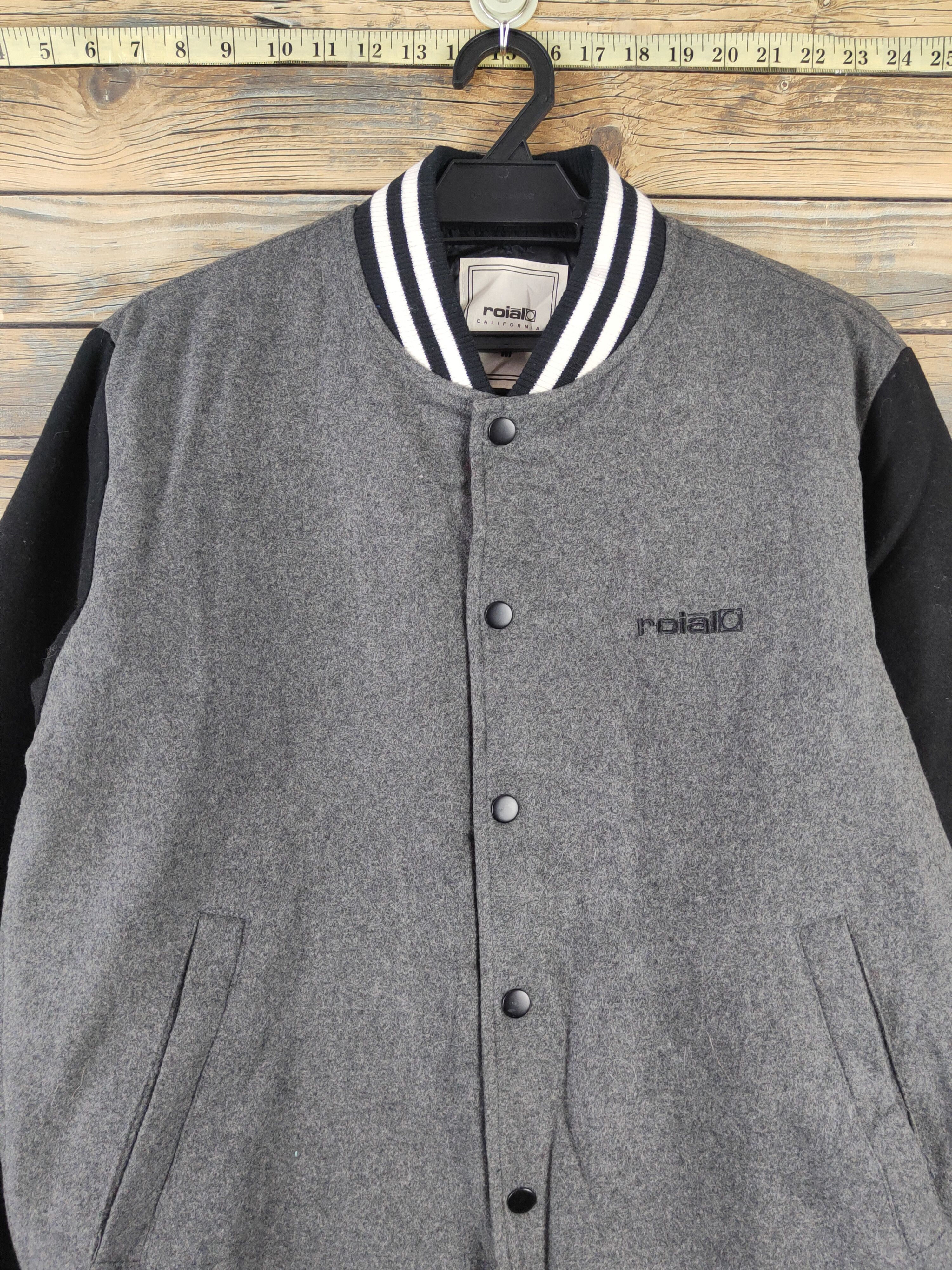 Japanese Brand Roial Dark Gray Wool Varsity Jackets #W2240 Size US M / EU 48-50 / 2 - 2 Thumbnail