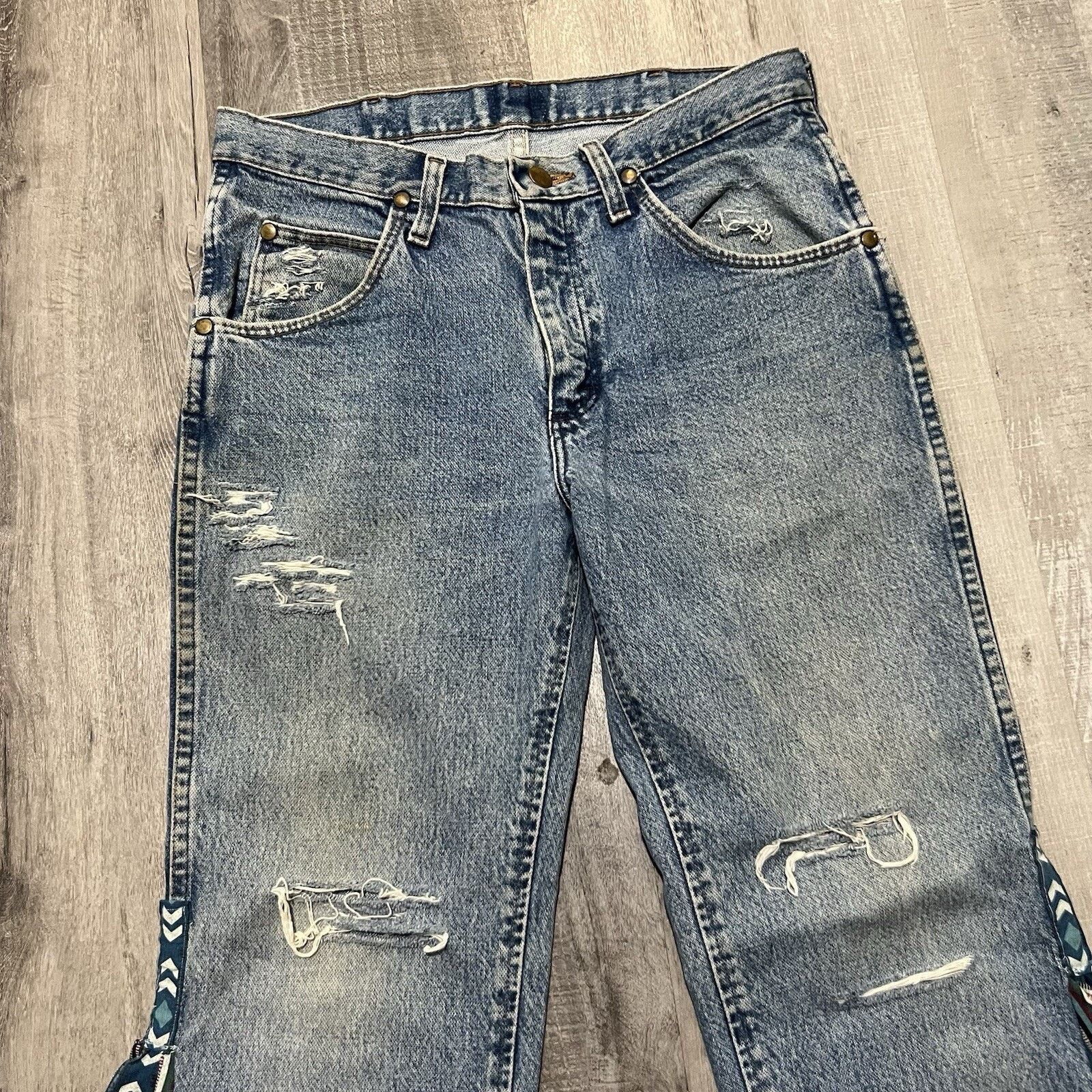 Wrangler VTG Wrangler Flared Hippie Flare Custom Bell Bottom Jeans 30 Size 30" / US 8 / IT 44 - 5 Thumbnail