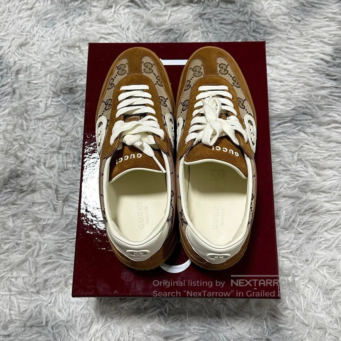 Gucci gucci brown low-top lace-up sneakers for women. Size US 7 / IT 37 - 4 Thumbnail