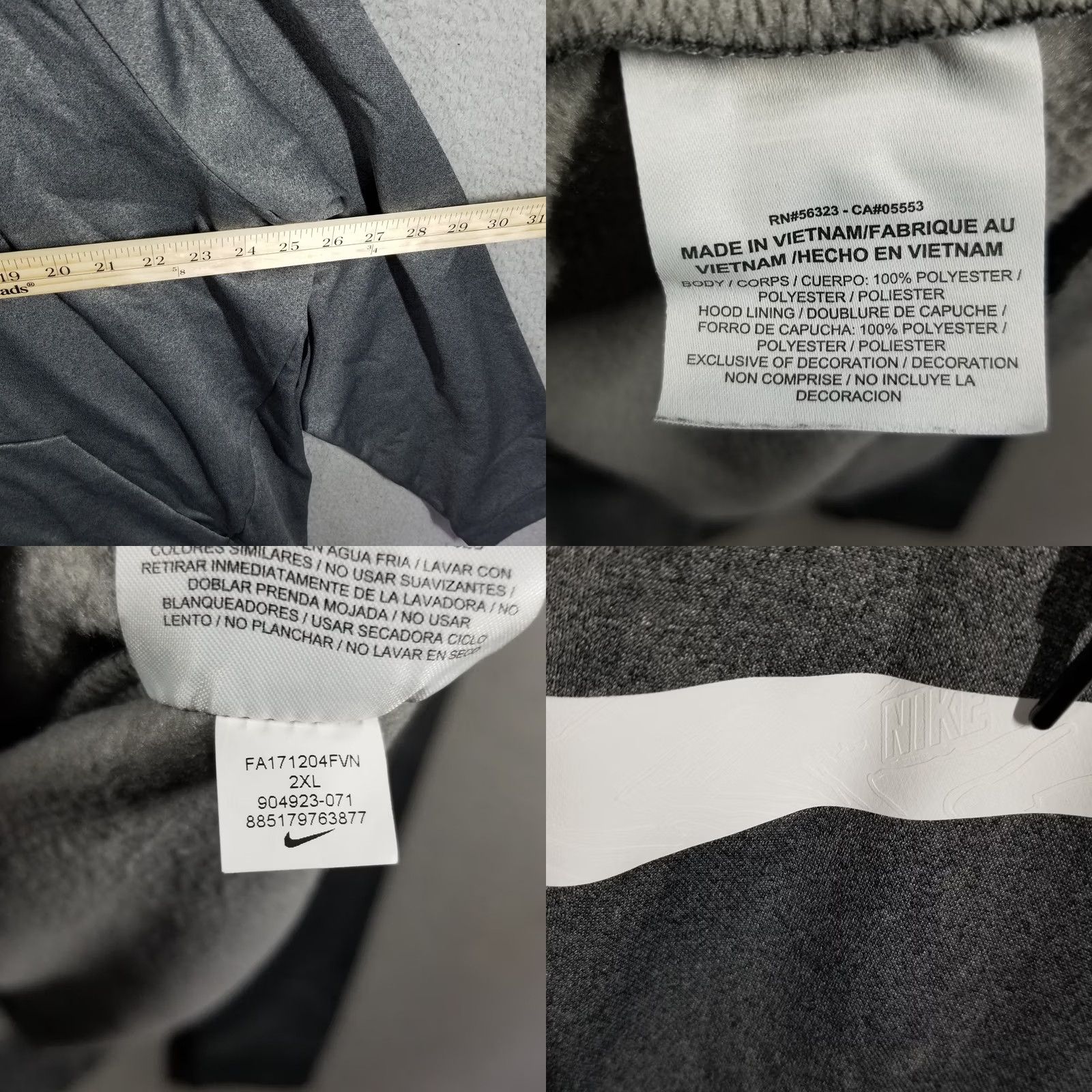 Nike Nike Hoodie Men XXL Gray White Dri-Fit Hooded Logo Pullover Sportswear Swoosh Size US XXL / EU 58 / 5 - 8 Thumbnail
