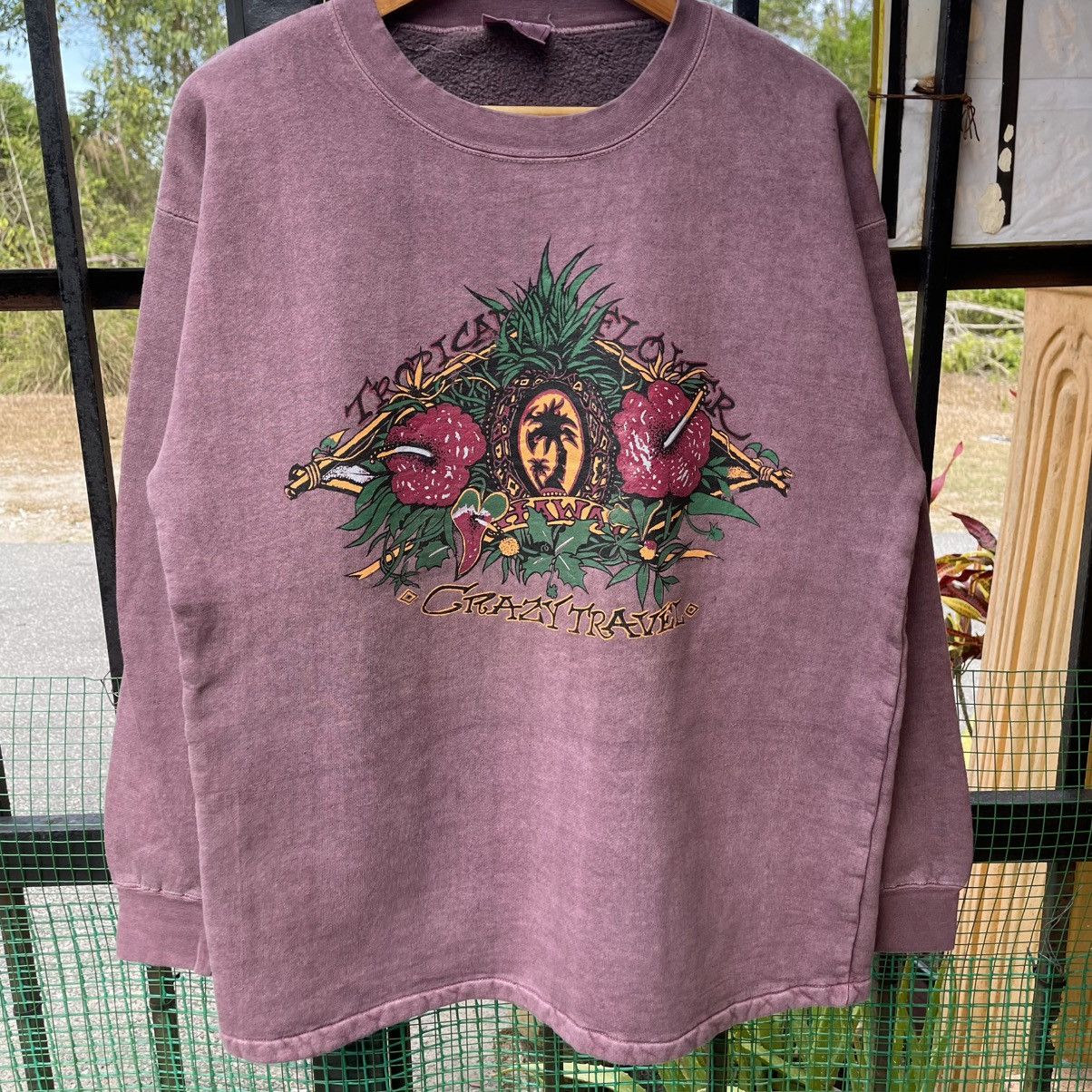 Vintage 🔥Vintage 90s Hawaii Tropical Flower Crazy Travel Sweatshirts Size US M / EU 48-50 / 2 - 5 Thumbnail