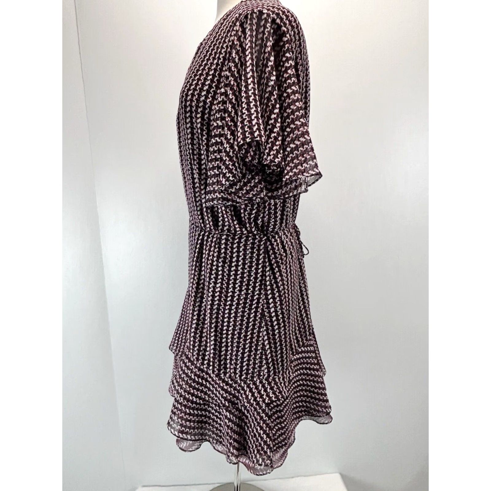Reiss Reid’s Anna Chiffon Flounce Dress Sz 12 Women’s Black Geometric Flowy Layered Size XL / US 12-14 / IT 48-50 - 4 Thumbnail