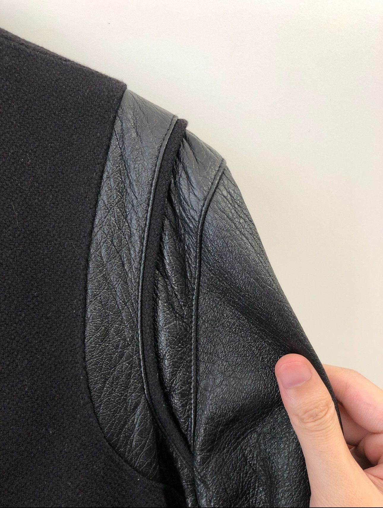 Saint Laurent Paris Saint Laurent Paris Leather Sleeve Teddy Jacket Size US M / EU 48-50 / 2 - 3 Thumbnail