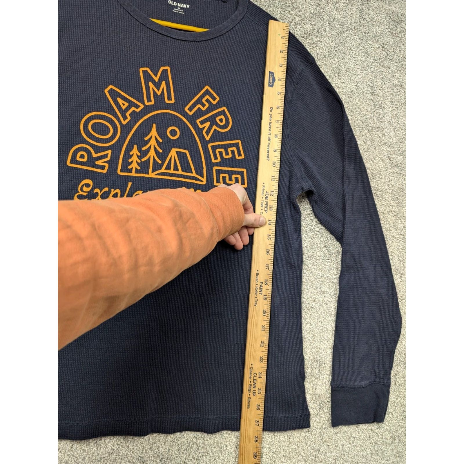 Old Navy Old Navy Thermal Shirt XL Roam Free Explore More Wonder Less Waffle Knit Mens Long Sleeve Graphic Crew Neck Navy Blue Size US XL / EU 56 / 4 - 2 Thumbnail