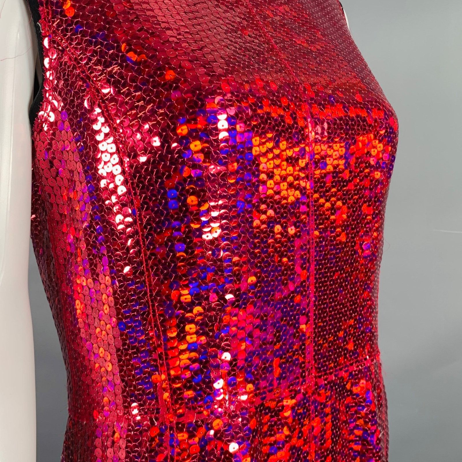 Marc Jacobs MARC JACOBS Size 0 Red Polyester Sequined Shift Dress Size XS / US 0-2 / IT 36-38 - 2 Thumbnail