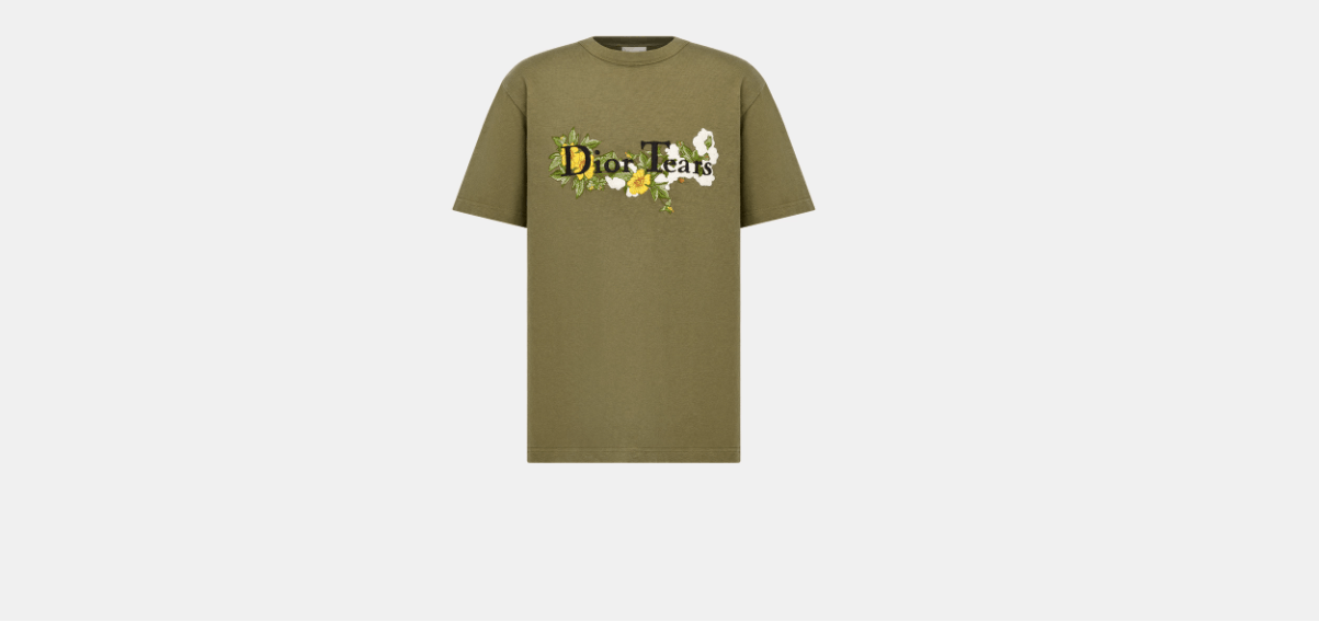 DENIM TEARS × Dior o1w1db10824 Cotton Slub Jersey Relaxed-Fit T-Shirt in Khaki Size US XXL / EU 58 / 5 - 1 Thumbnail