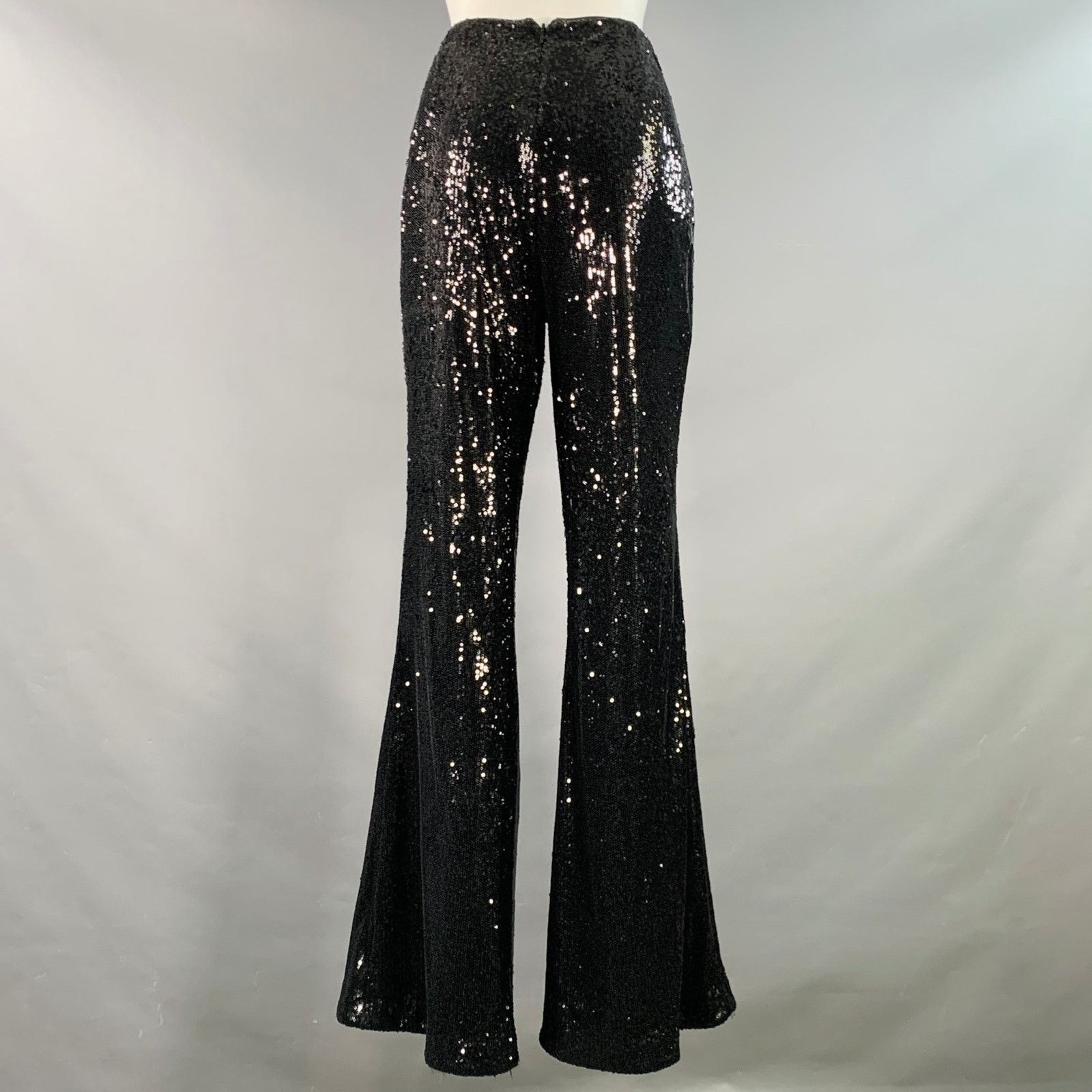 L'AGENCE Honor Black Polyester Sequined Flared Back Zipper Pants Size 28" / US 6 / IT 42 - 2 Thumbnail