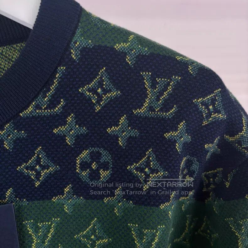 Louis Vuitton Louis Vuitton Blue-green color-block stripe full-print kni Size US L / EU 52-54 / 3 - 4 Thumbnail