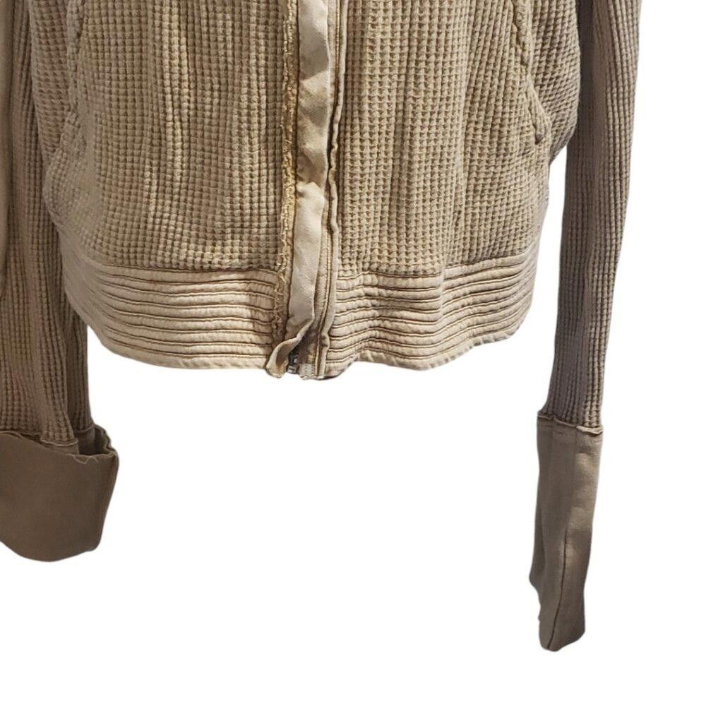 Free People CT1931 Free People Tan Zip Front Hoodie Size M / US 6-8 / IT 42-44 - 3 Thumbnail