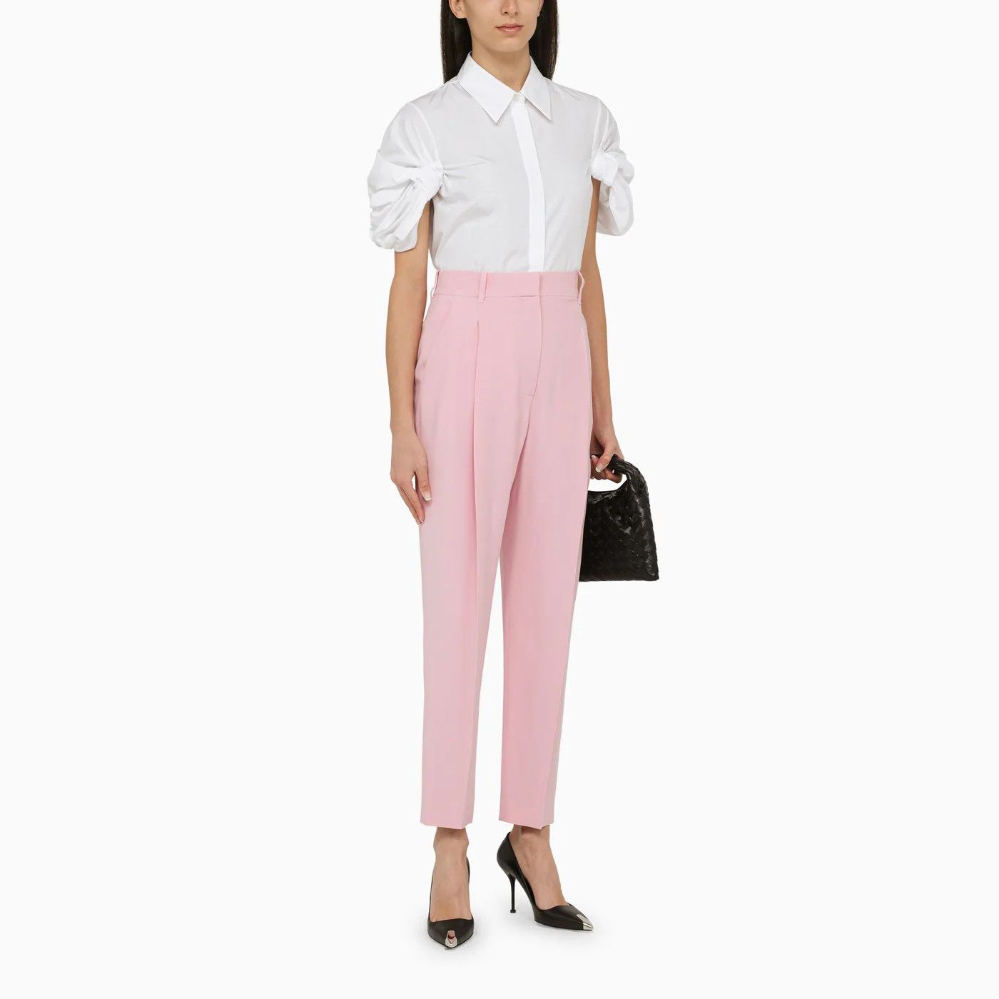 Alexander McQueen o1d2blof0426 Regular Trousers With Pleats in Pink Size 27" / US 4 / IT 40 - 2 Thumbnail