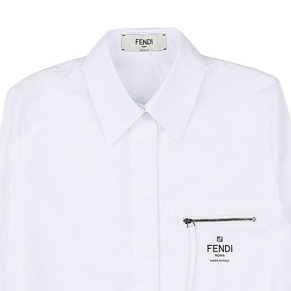 Fendi o1w1db10325 FS8063 Shirt in White Size S / US 4 / IT 40 - 3 Thumbnail