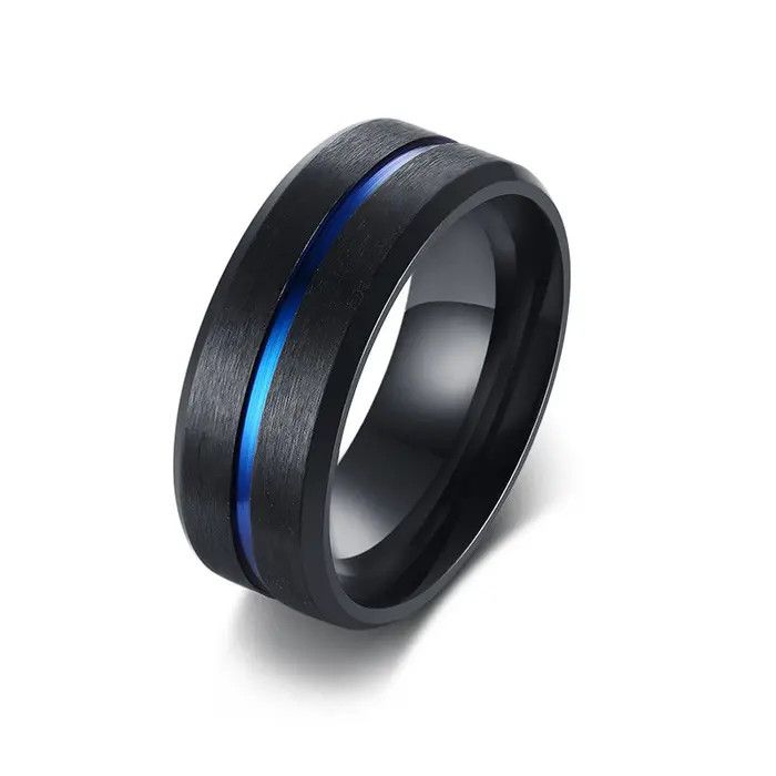 Jewelry 8mm Stainless Steel Thin Rainbow Line Ring Size ONE SIZE - 2 Thumbnail