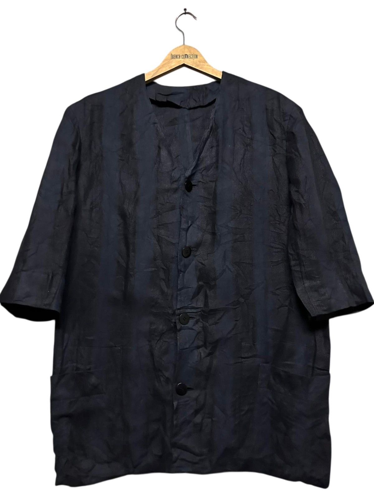 Y's for Men Vtg💥80’s Y’s Yohji Yamamoto Border Indigo Wool Blend Jacket Size US M / EU 48-50 / 2 - 5 Thumbnail