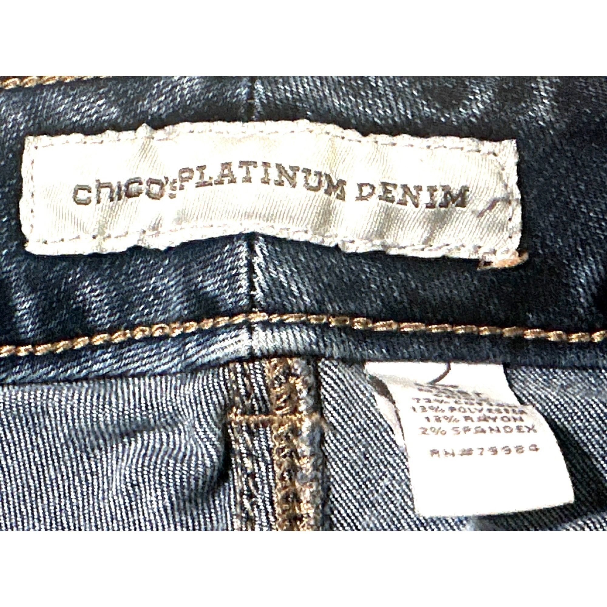 Chicos Chicos Platinum Denim Womens Jeans Size 2 Short Medium Wash Size 26" / US 2 / IT 38 - 4 Thumbnail