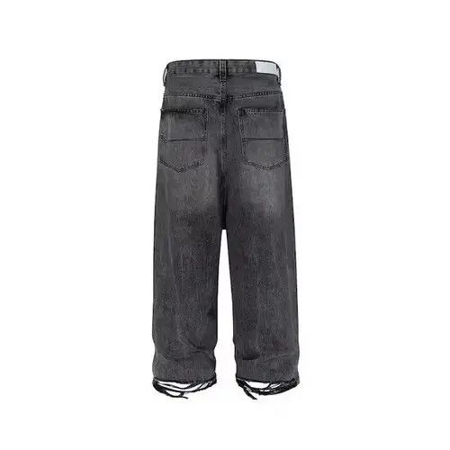 Japanese Brand Black Washed Damage Baggy jeans Size US 34 / EU 50 - 7 Thumbnail