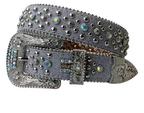 Other Studded Pin Rhinestone PU Leather Belt Size ONE SIZE - 1 Thumbnail