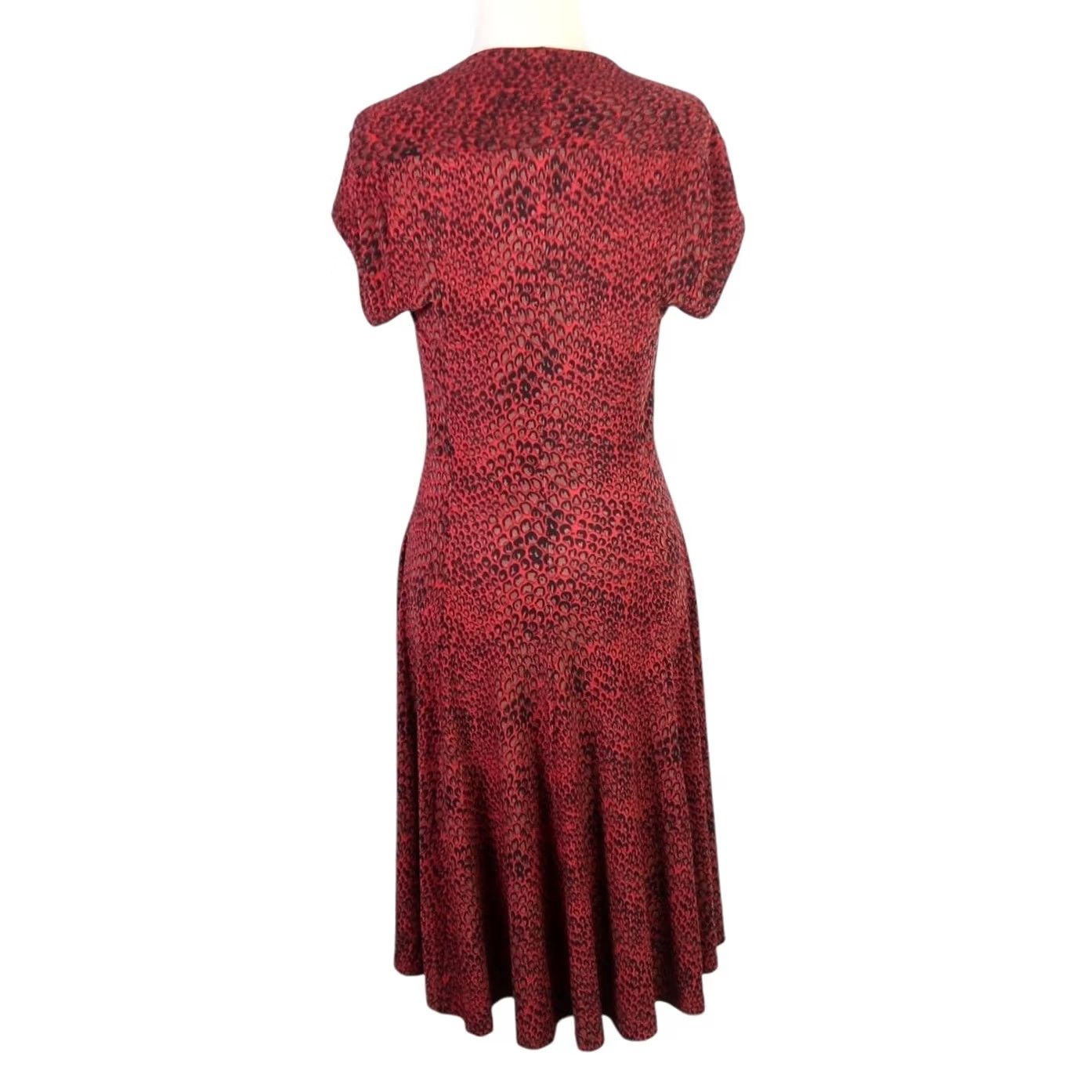 Norma Kamali Norma Kamali dress Jersey Knee Length S Red/Leopard Print Square Neck Short Sleeve Womens Size S / US 4 / IT 40 - 4 Thumbnail