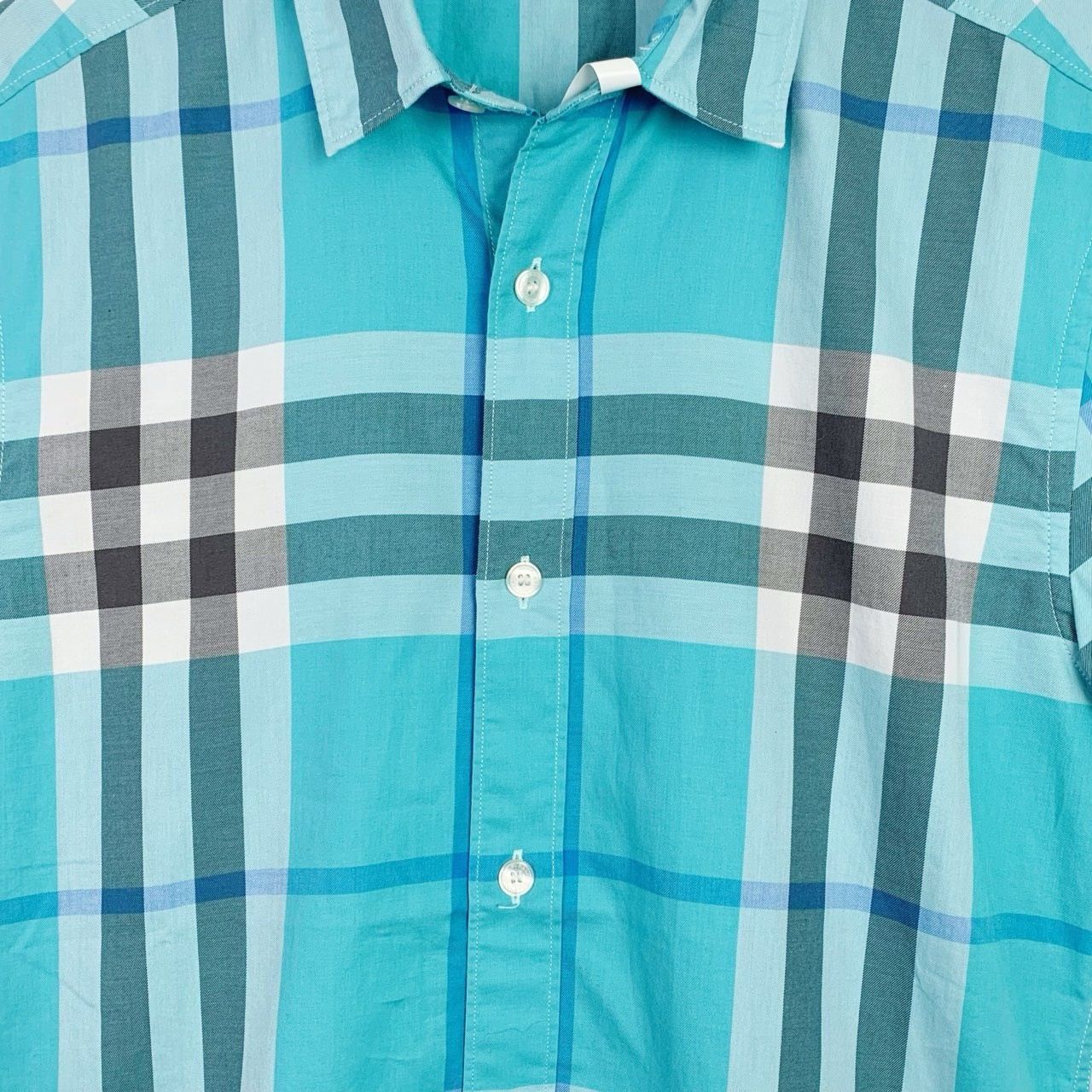 Burberry [Burberry] Blue Checkered Button-Down Short-Sleeve Shirt XS Size XS / US 0-2 / IT 36-38 - 5 Thumbnail