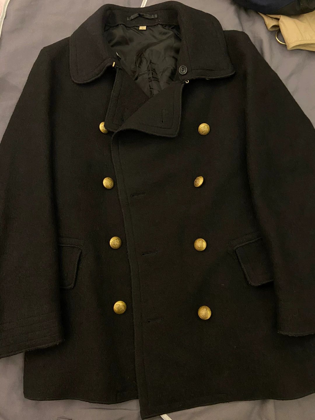 Burberry black wool coat with removable fur collar Size US M / EU 48-50 / 2 - 1 Thumbnail