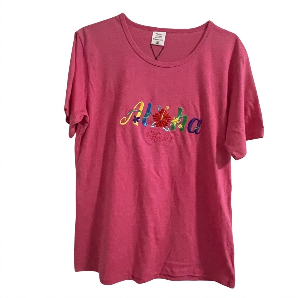 Other Favant Aloha Hawaii Embroidered Pink T-Shirt Size ONE SIZE - 1 Thumbnail