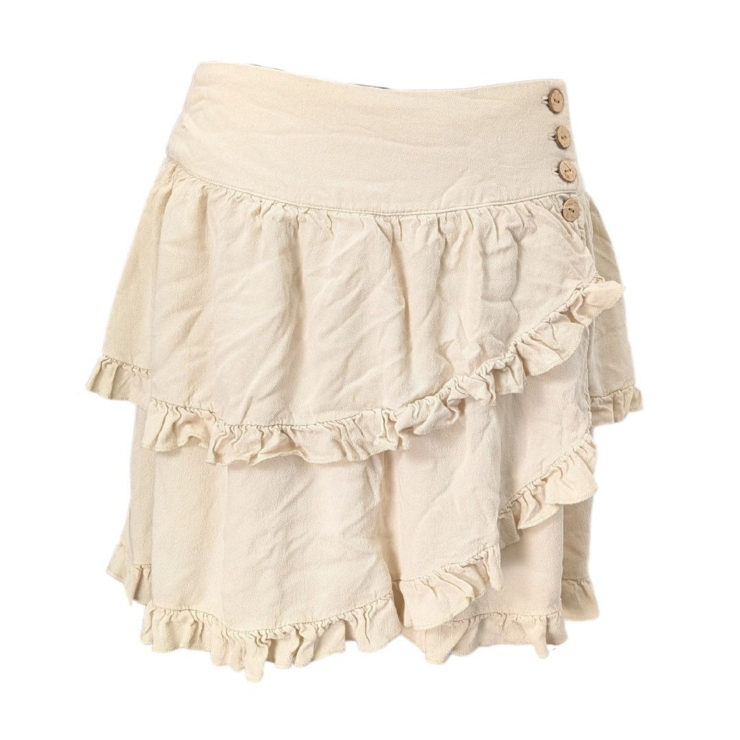 Forever 21 Forever 21 Y2K Creme Tiered Mini Wrap Skirt | Women's M Size 32" / US 10 / IT 46 - 1 Thumbnail