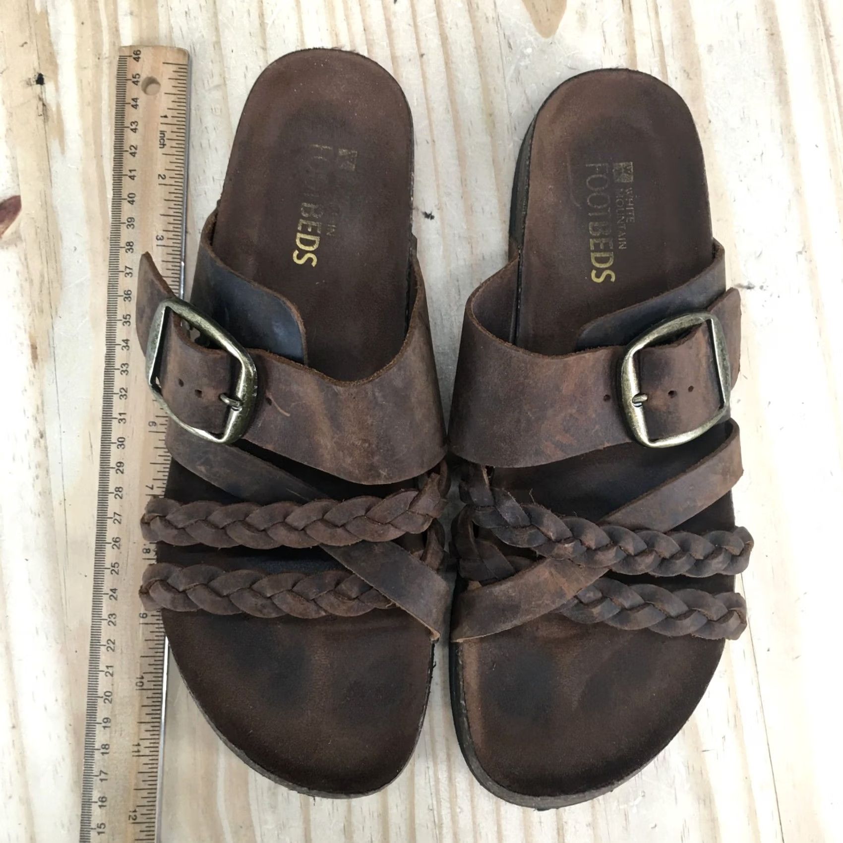 Vintage White Mountain Sandals Womens 11 M Healing Footbed Flip Flops Brown Leather Shoes Size US 11 / IT 41 - 7 Thumbnail