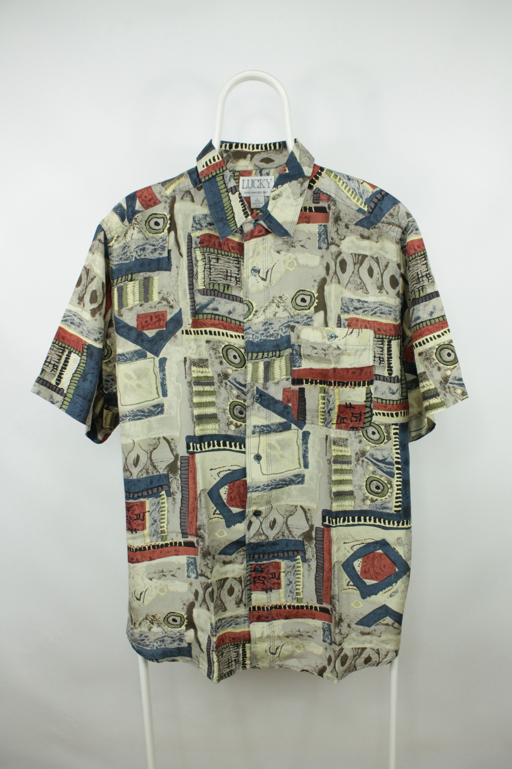 Vintage Vintage Lucky Silk Shirt like Christian Dior Size US L / EU 52-54 / 3 - 1 Thumbnail