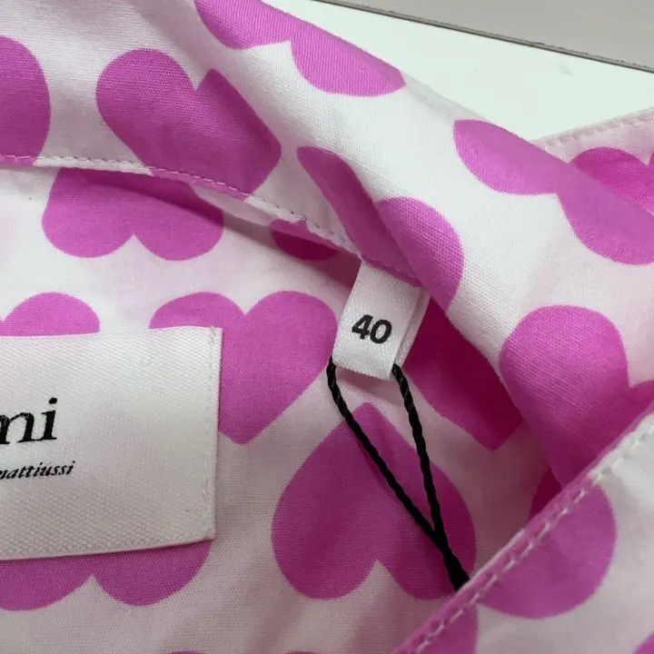 AMI AMIPARIS SS23 Pink Heart Print Short Sleeve Shirt -2507 Size US M / EU 48-50 / 2 - 5 Thumbnail