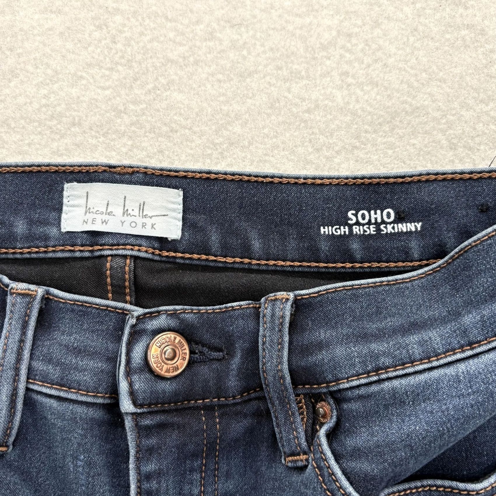 Nicole Miller Nicole Miller Soho High Rise Skinny Jeans Womens 12 Blue Dark Wash Stretch Pants Size 34" / US 12 / IT 48 - 4 Thumbnail