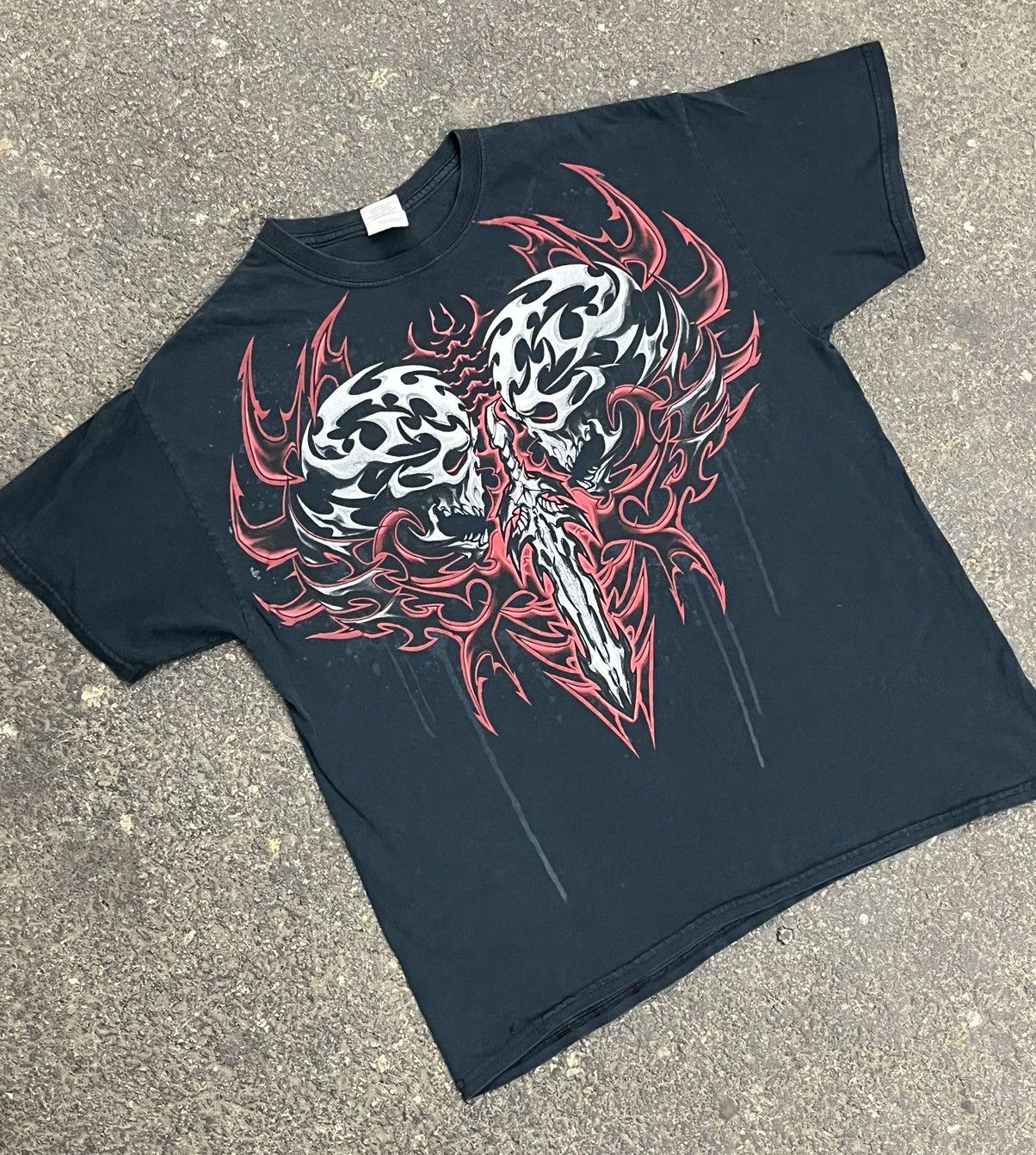 Vintage Y2k grunge skull shirt affliction style rare hype streetwear Size US L / EU 52-54 / 3 - 1 Thumbnail