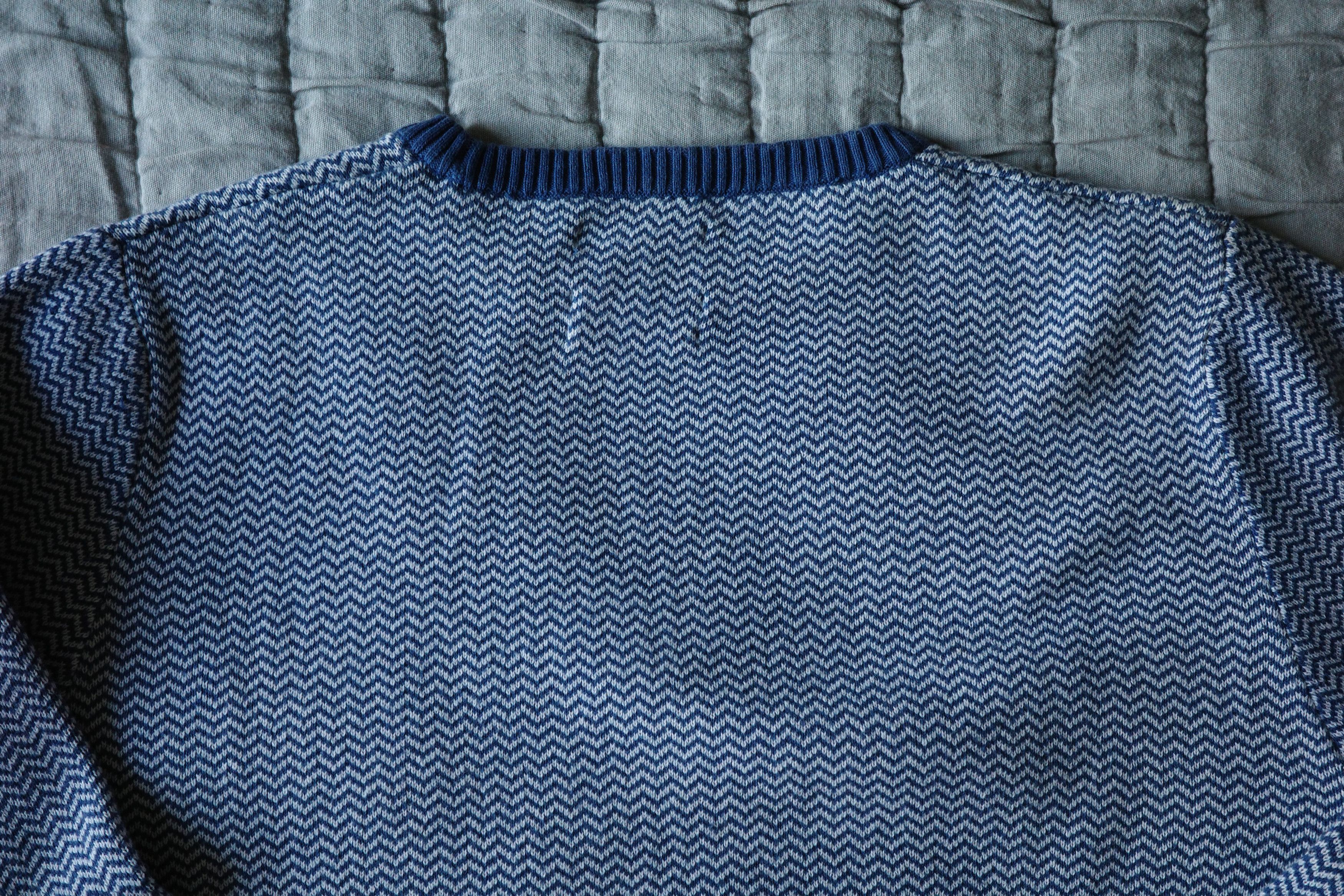 Saturdays NYC Blue Herringbone Cotton Sweater Size US S / EU 44-46 / 1 - 2 Thumbnail