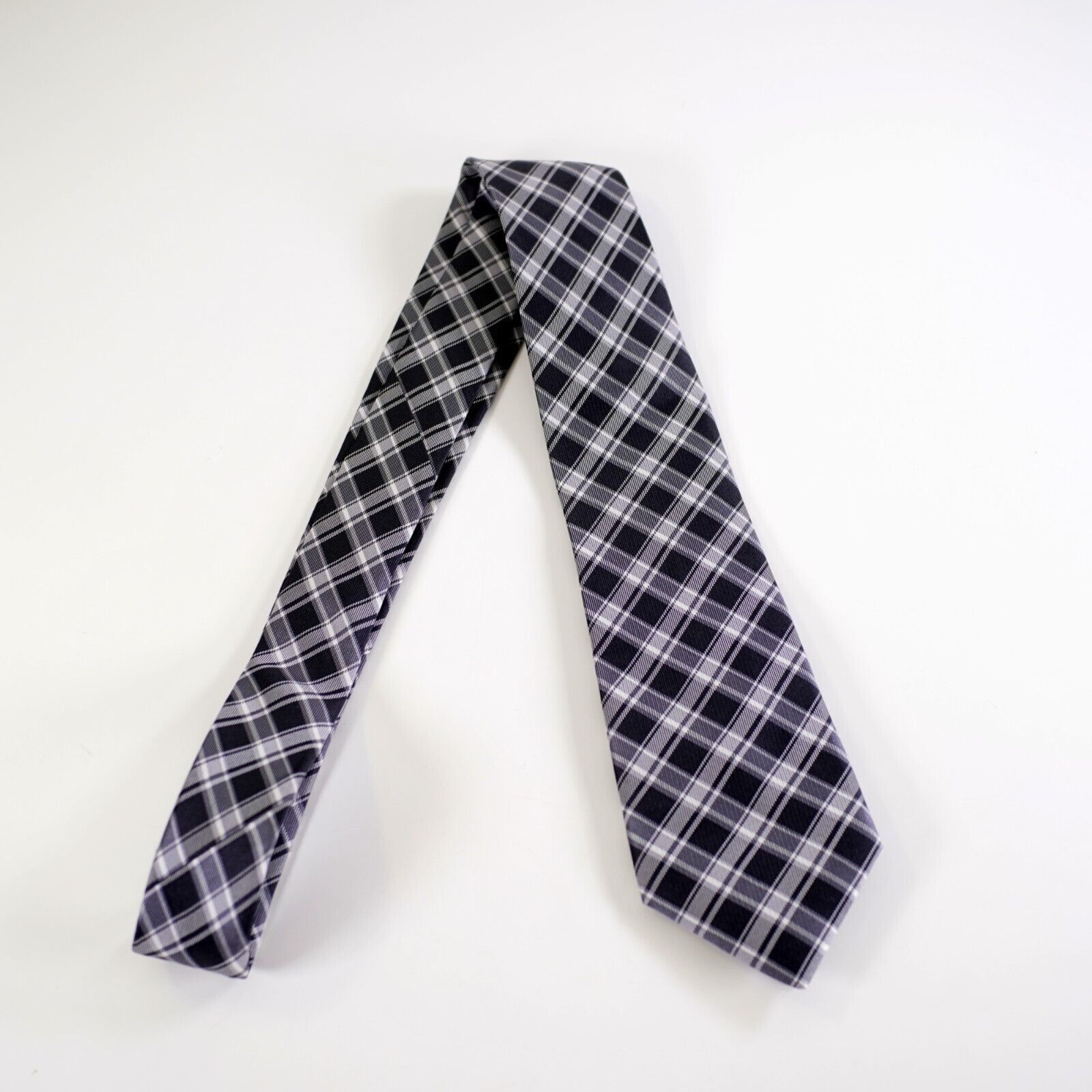 Michael Kors Michael Kors Gray Silver Plaid Woven Silk Tie Size ONE SIZE - 7 Thumbnail